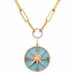 Charms & Pendants 14K Gold Turquoise and Pave Diamond Compass Charm, Medium