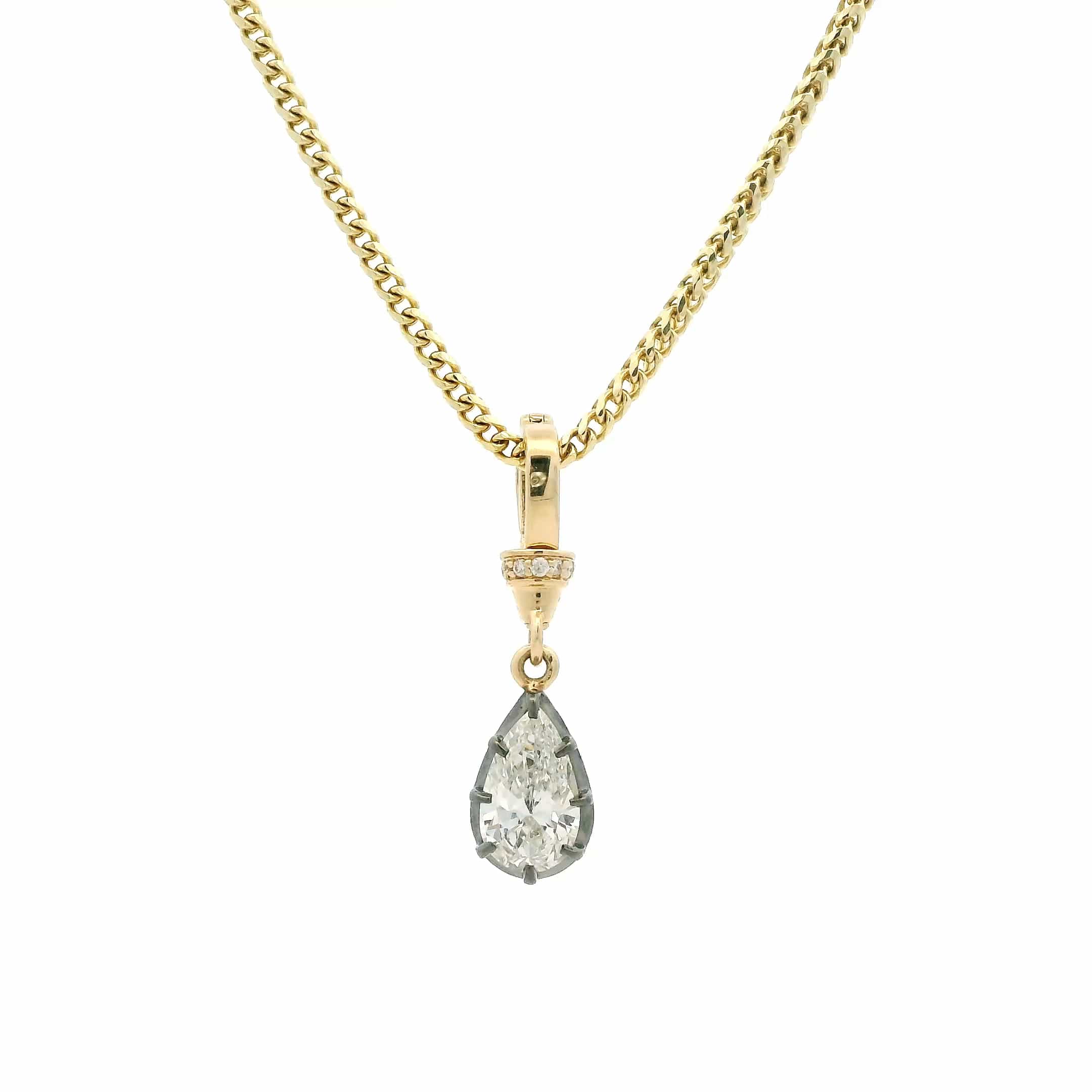 Charms & Pendants 14K Pear Diamond Georgian Charm