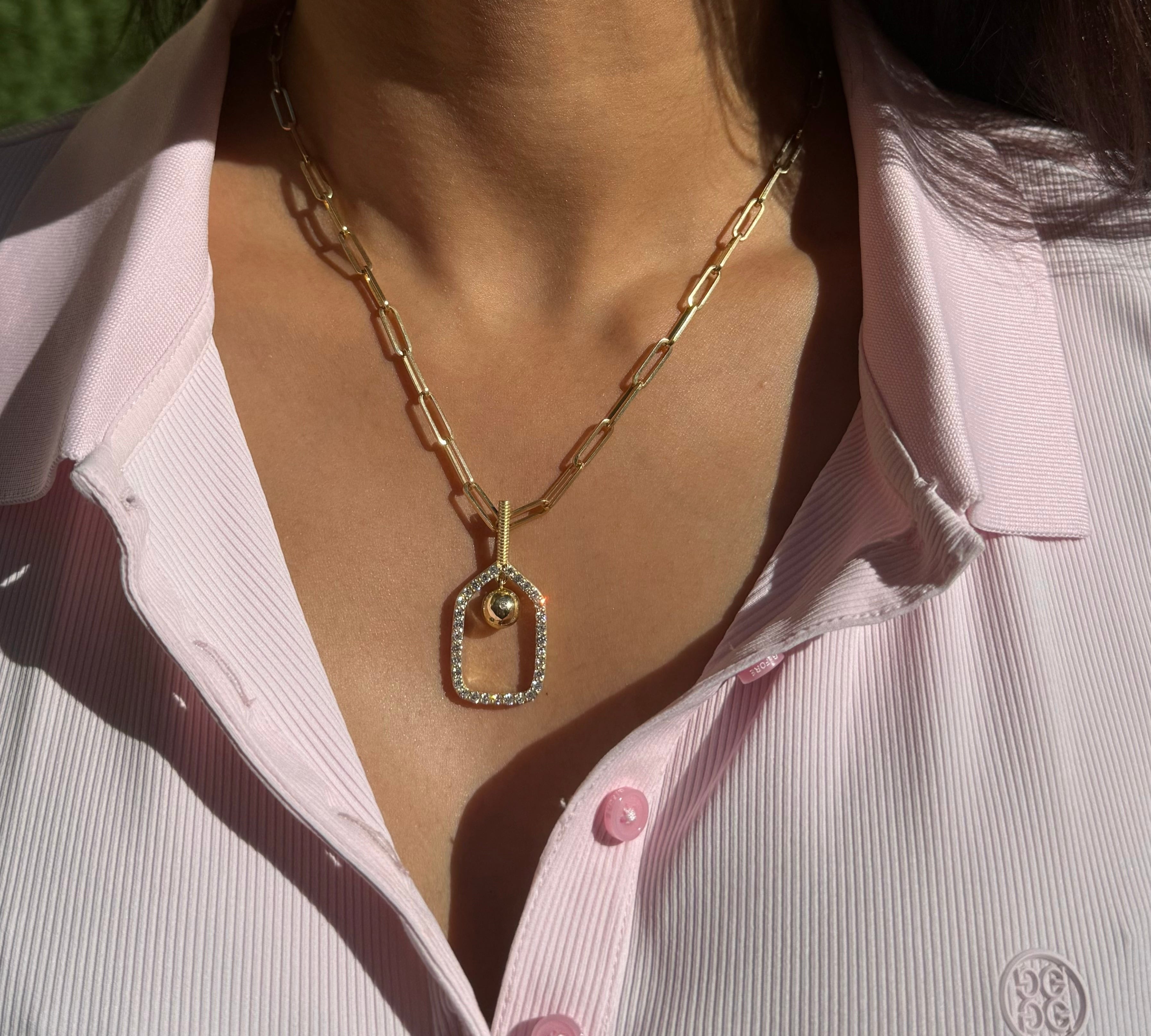 Charms & Pendants 18K Gold and Diamond Pickleball Charm, Large