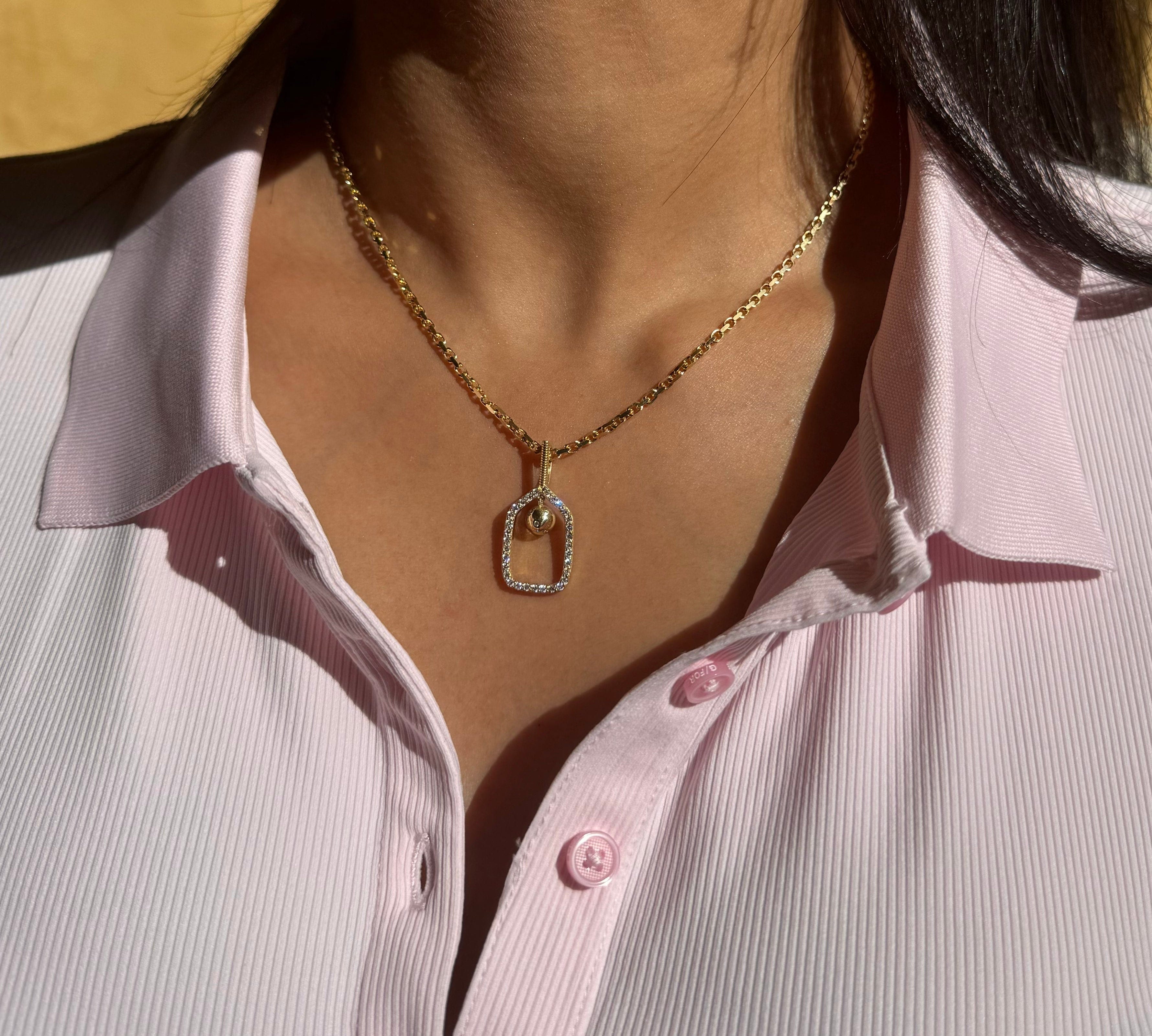 Charms & Pendants 18K Gold and Diamond Pickleball Charm, Medium