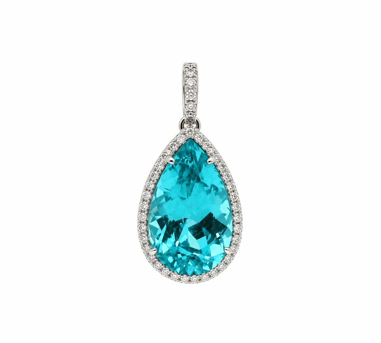 Charms & Pendants 18K Gold Pear Paraiba and Diamond Pendant