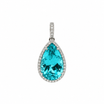 Charms & Pendants 18K Gold Pear Paraiba and Diamond Pendant