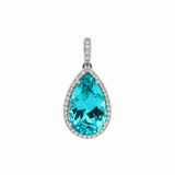 Charms & Pendants 18K Gold Pear Paraiba and Diamond Pendant