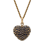 Charms & Pendants 18K Gold Puffy Pave Blue Sapphire Heart Charm