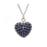 Charms & Pendants 18K Gold Puffy Pave Blue Sapphire Heart Charm