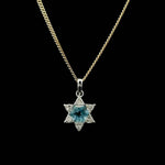Charms & Pendants 18K Gold Small Diamond & Aquamarine Star of David