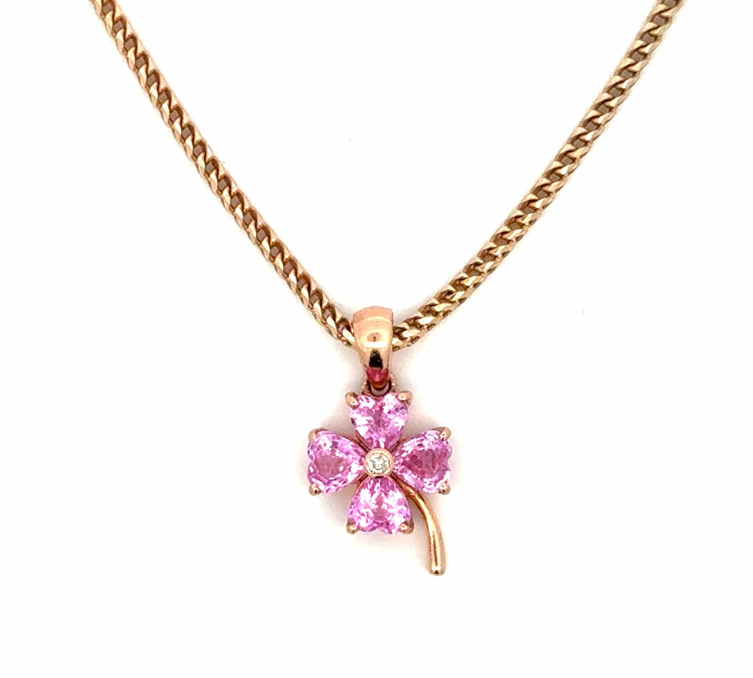 Charms & Pendants 18K Pink Sapphire and Diamond Flower Charm
