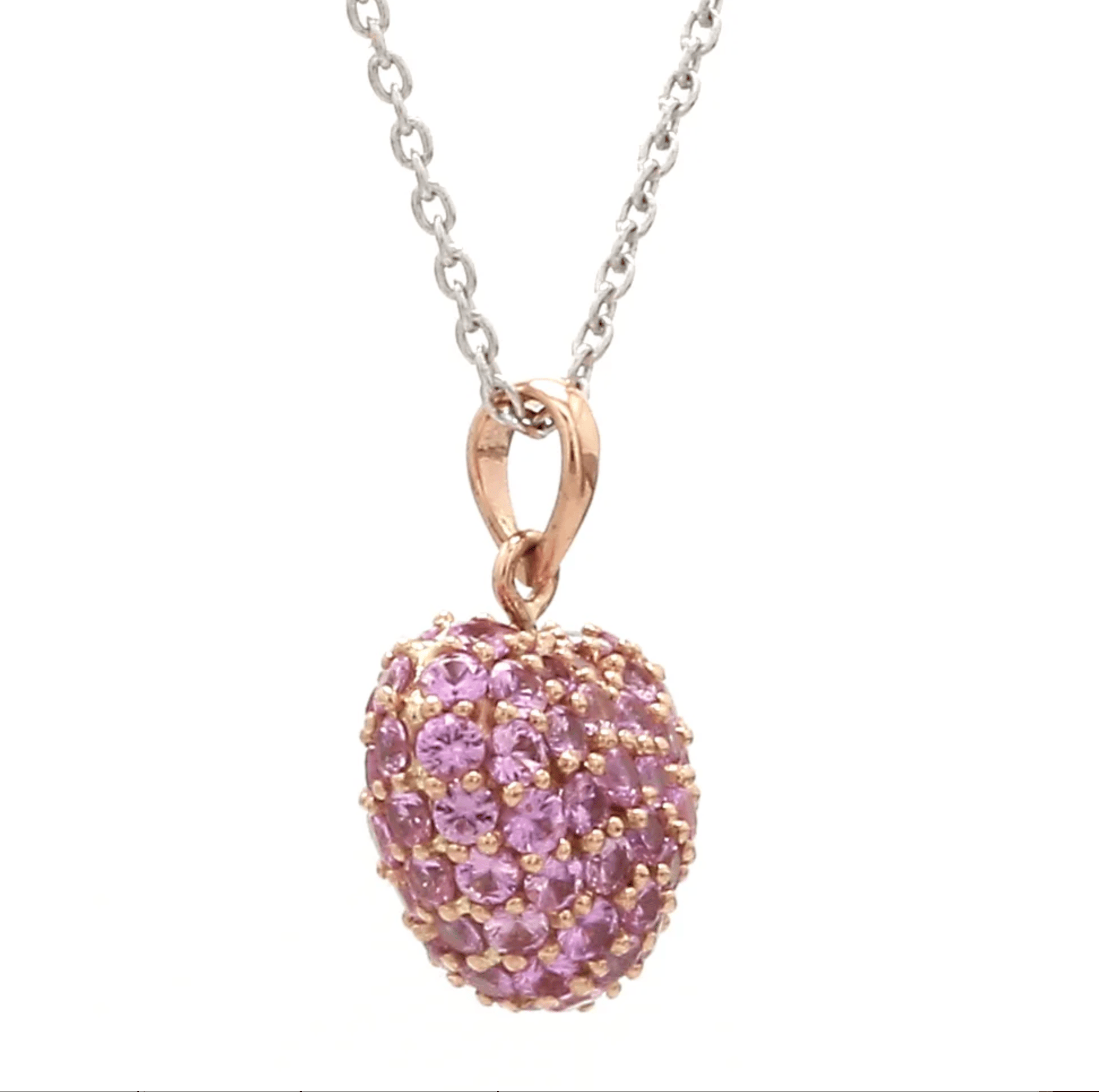 Charms & Pendants 18K Puffy Pave Pink Sapphire Heart Locket Charm