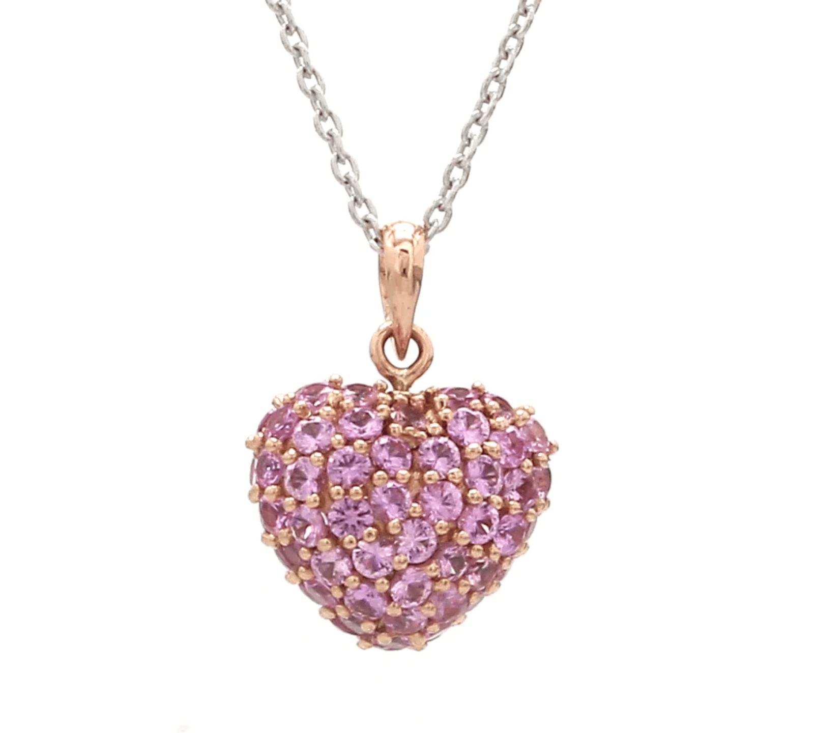 Charms & Pendants 18K Puffy Pave Pink Sapphire Heart Locket Charm