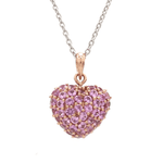 Charms & Pendants 18K Puffy Pave Pink Sapphire Heart Locket Charm