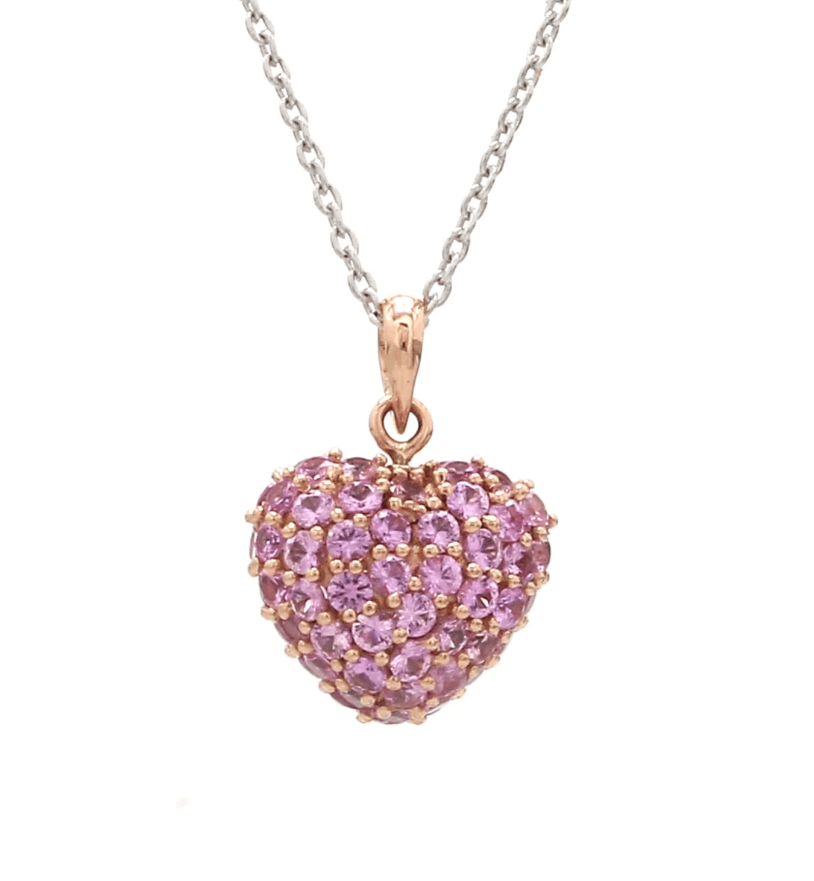 Charms & Pendants 18K Puffy Pave Pink Sapphire Heart Locket Charm