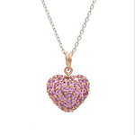Charms & Pendants 18K Puffy Pave Pink Sapphire Heart Locket Charm