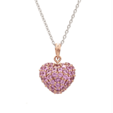 Charms & Pendants 18K Puffy Pave Pink Sapphire Heart Locket Charm