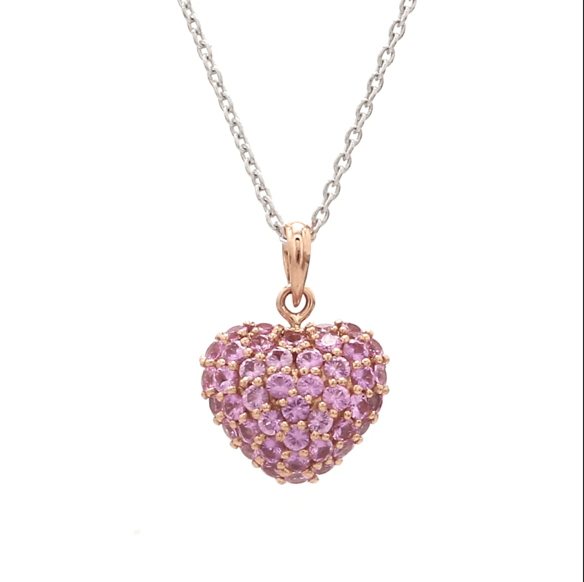 Charms & Pendants 18K Puffy Pave Pink Sapphire Heart Locket Charm