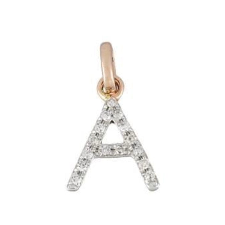 Charms & Pendants A / Rose Gold Gold & Diamond Initial Charm