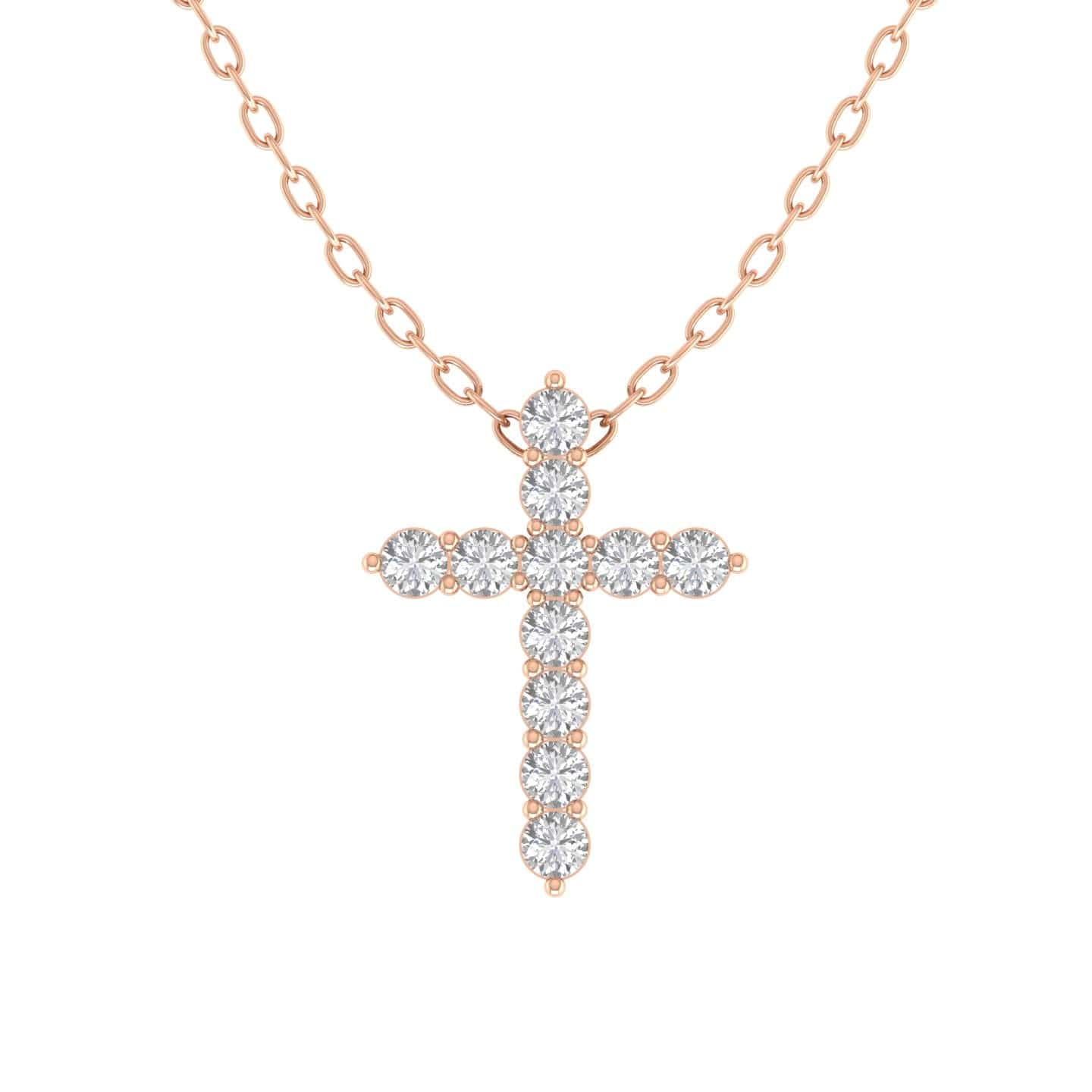 Charms & Pendants Diamond Cross  in Solid 14K Gold, Lab Grown, Prong Set