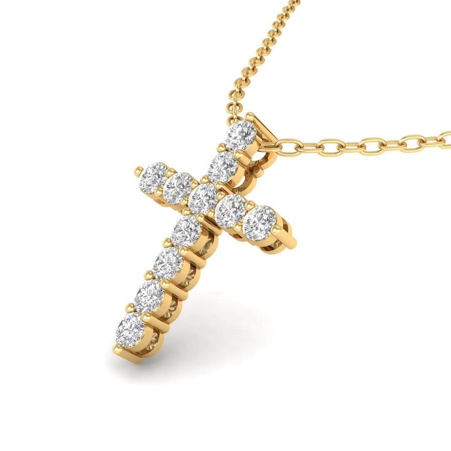 Charms & Pendants Diamond Cross  in Solid 14K Gold, Lab Grown, Prong Set