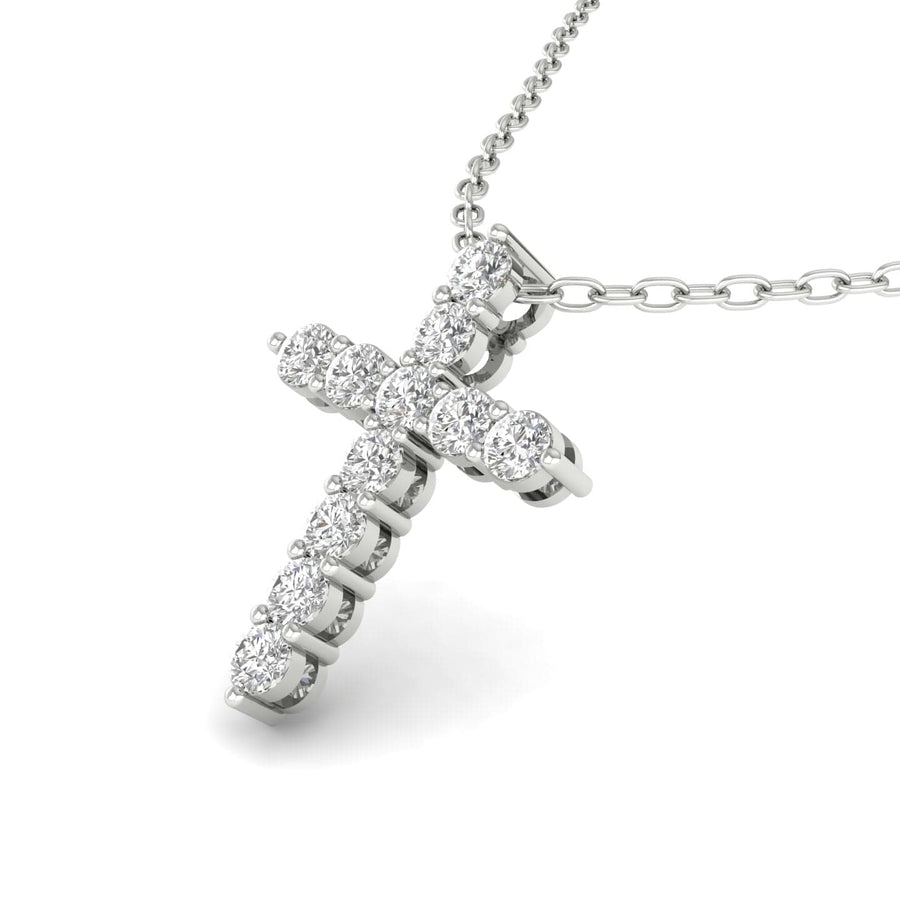 Charms & Pendants Diamond Cross  in Solid 14K Gold, Lab Grown, Prong Set