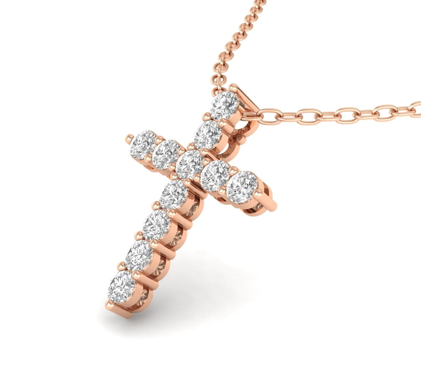 Charms & Pendants Diamond Cross  in Solid 14K Gold, Lab Grown, Prong Set