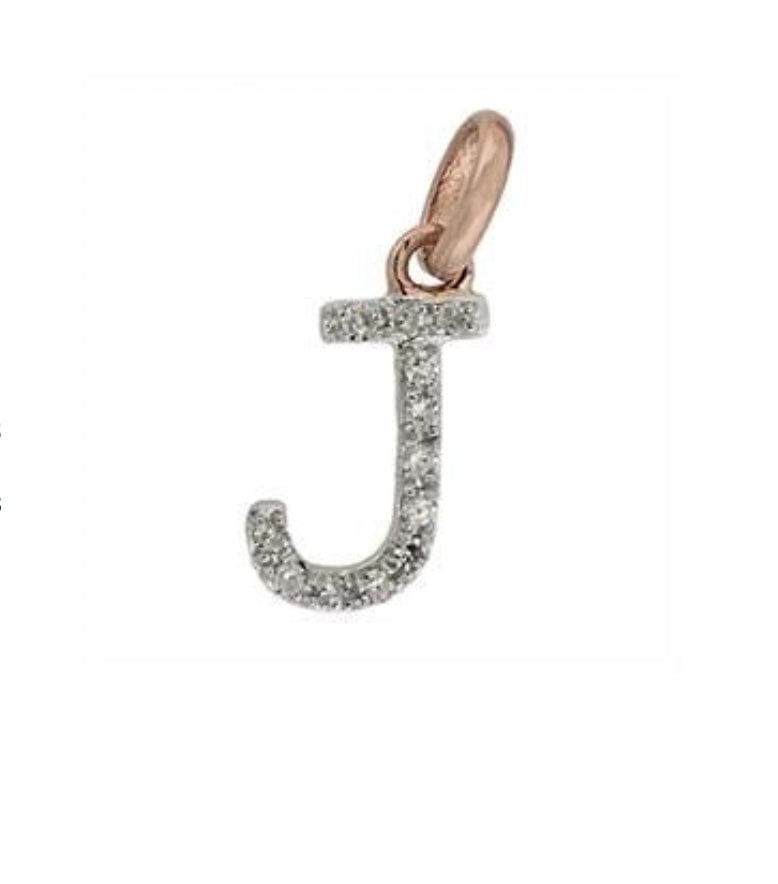 Charms & Pendants J / Rose Gold Gold & Diamond Initial Charm