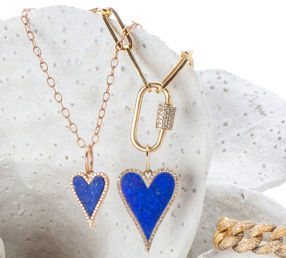 Charms & Pendants Large Gold Carabiner Charm Enhancer with DIamonds