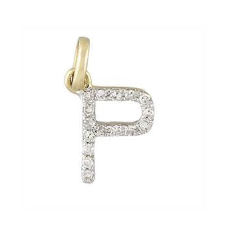 Charms & Pendants P / Rose Gold Gold & Diamond Initial Charm