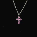 Charms & Pendants Pink Sapphire Asscher Cut Cross in Solid 18K Gold, 16.6mm