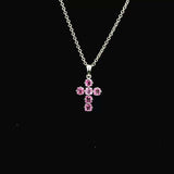 Charms & Pendants Pink Sapphire Asscher Cut Cross in Solid 18K Gold, 16.6mm
