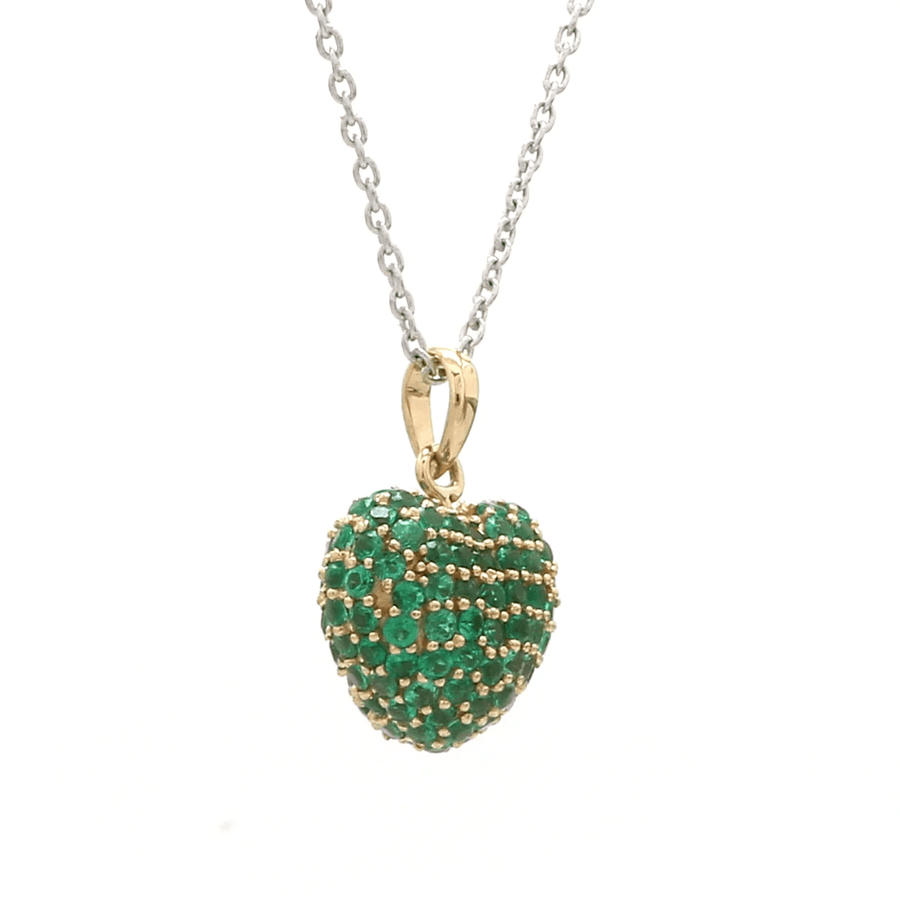 Charms & Pendants Puffy Pave Emerald Heart Charm