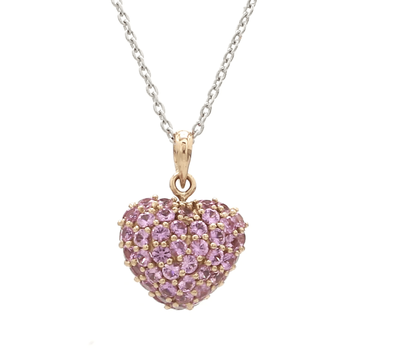 Charms & Pendants Puffy Pave Pink Sapphire Heart Charm