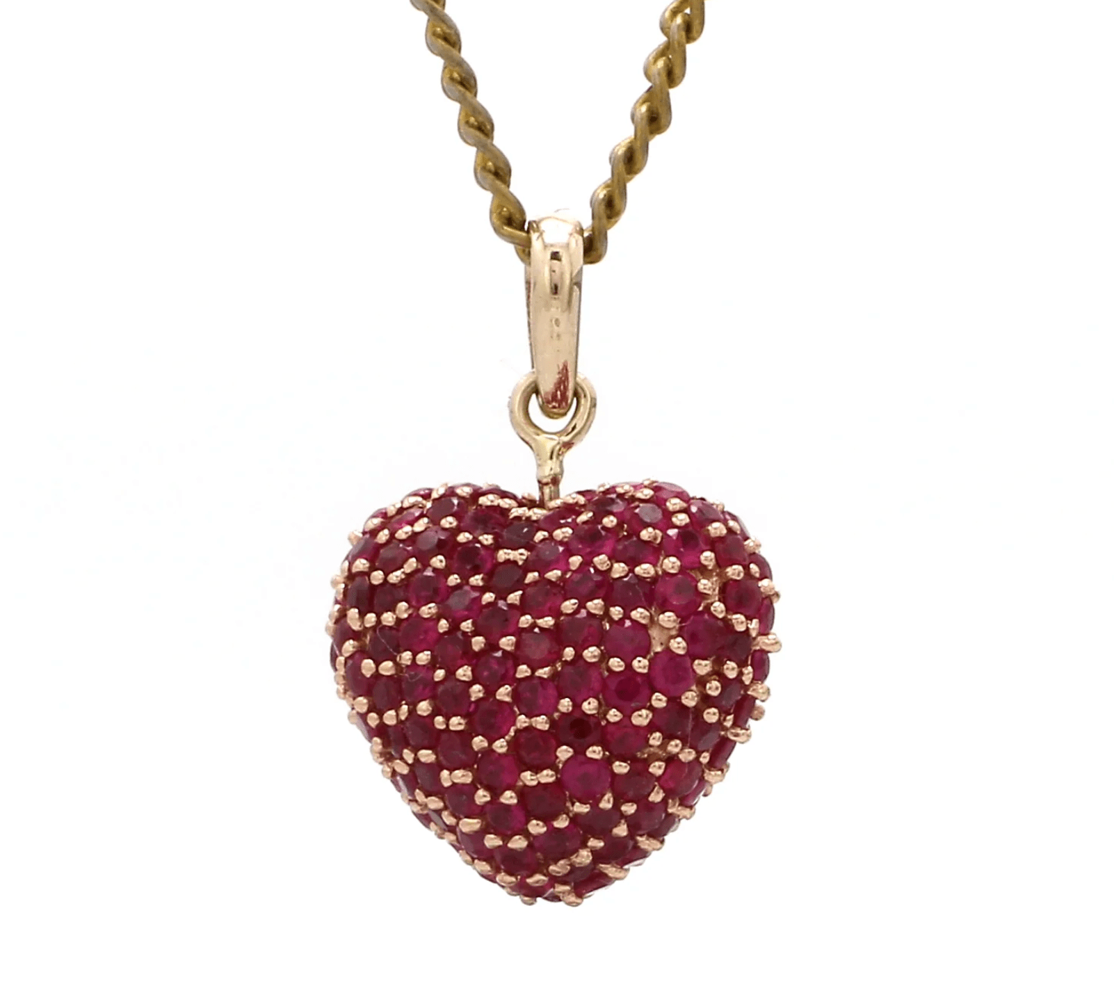 Charms & Pendants Puffy Pave Ruby Heart Charm