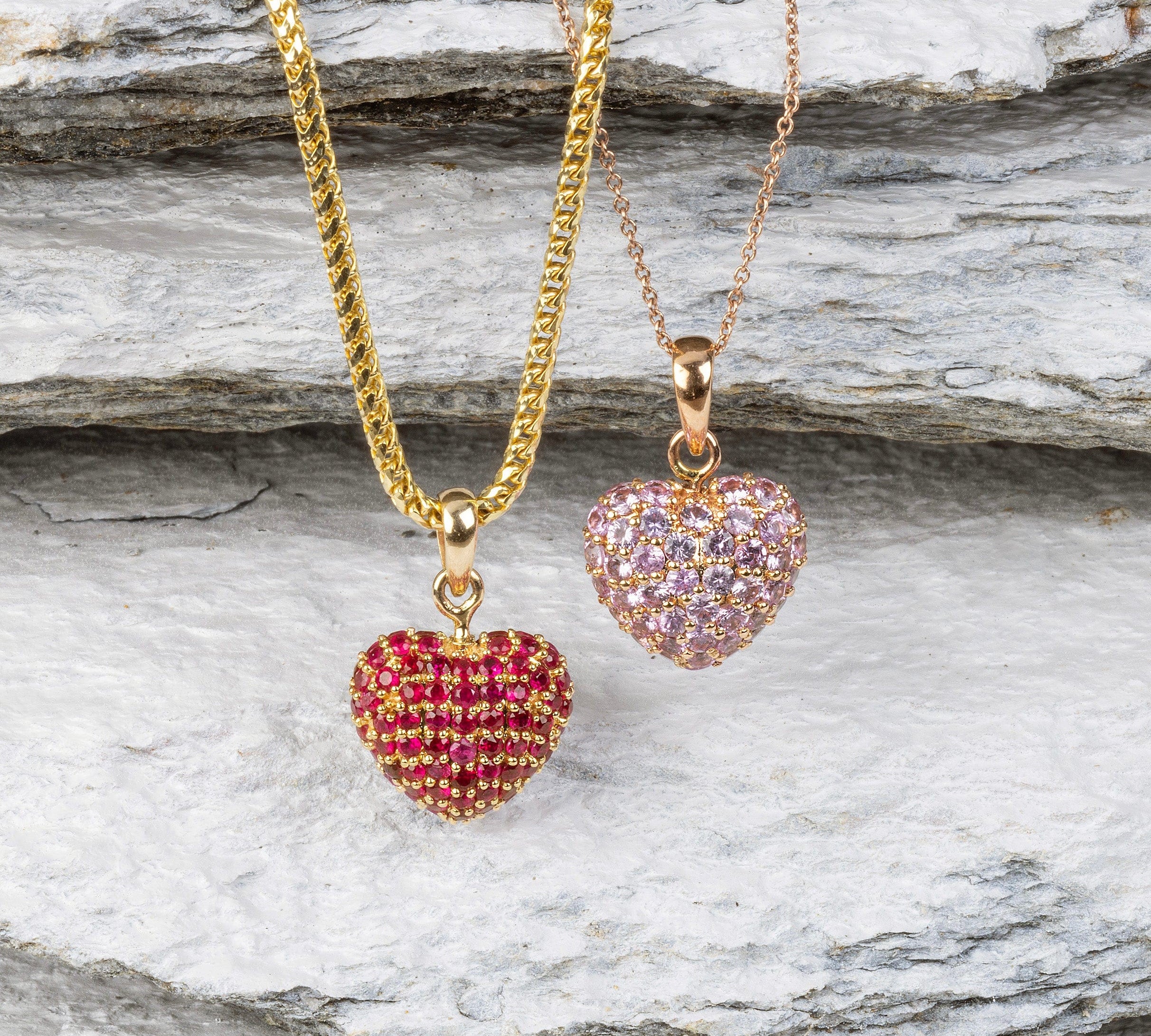 Charms & Pendants Puffy Pave Ruby Heart Charm