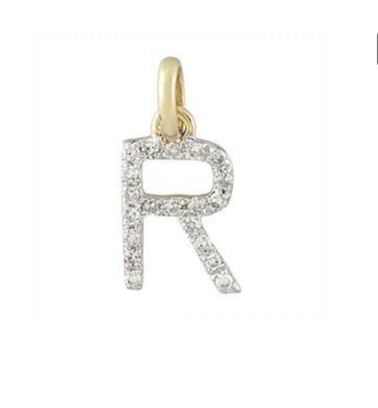 Charms & Pendants R / Rose Gold Gold & Diamond Initial Charm
