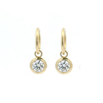 Charms & Pendants Rose Gold 14K Bezel Set Round Diamond Drop Earrings