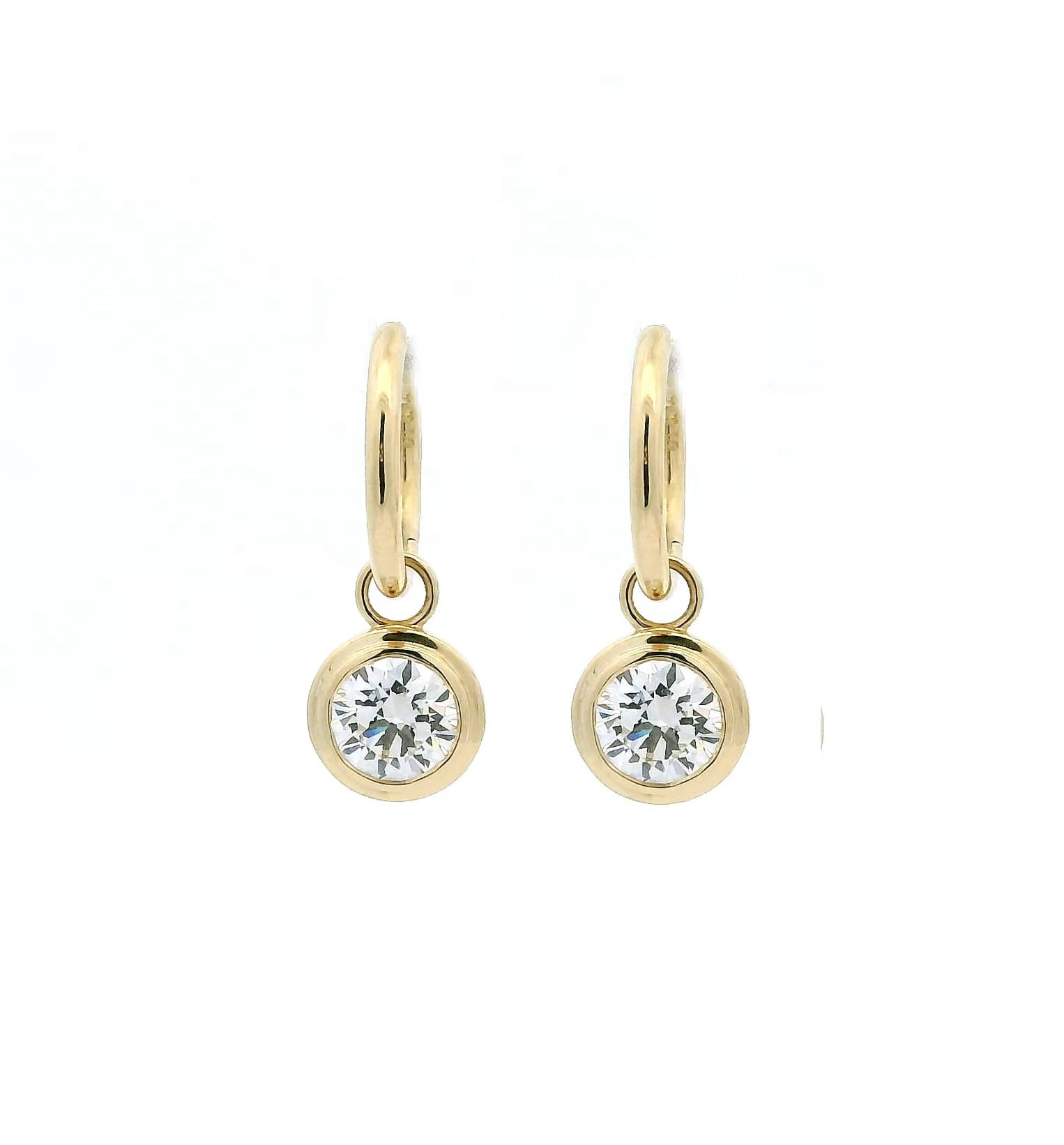 Charms & Pendants Rose Gold 14K Bezel Set Round Diamond Drop Earrings