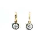 Charms & Pendants Rose Gold 14K Bezel Set Round Diamond Georgian Drop Earrings