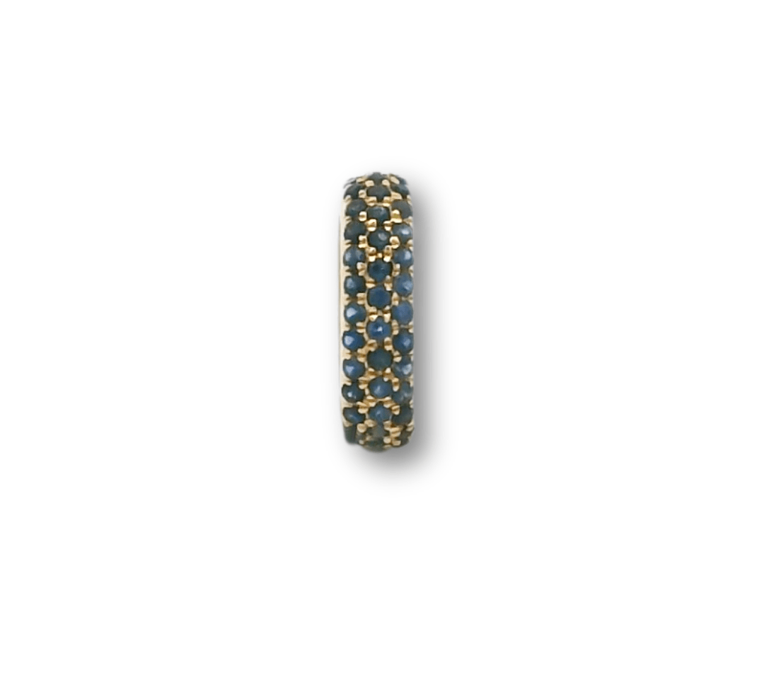 Charms & Pendants Rose Gold / 14K / Blue Sapphire Round Ring Pave Gemstone Link Charms