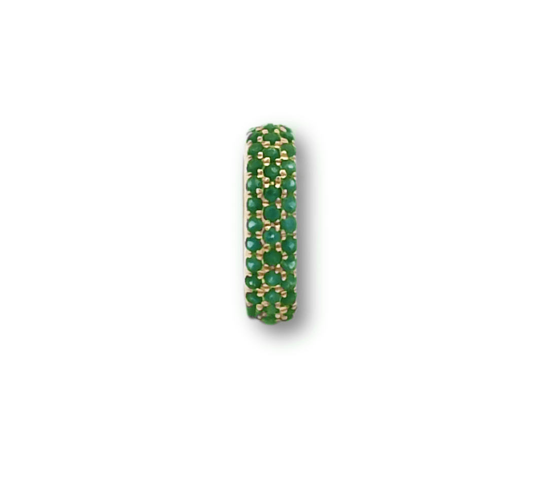Charms & Pendants Rose Gold / 14K / Emerald Round Ring Pave Gemstone Link Charms