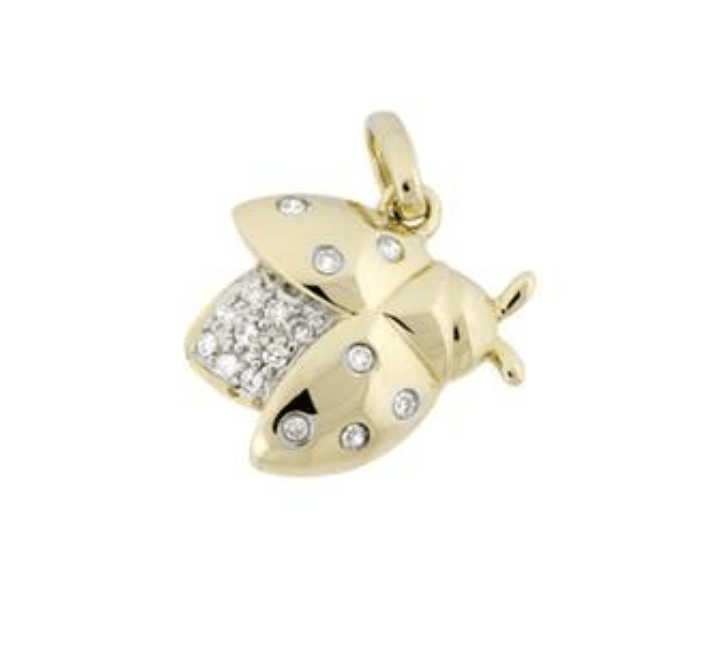 Charms & Pendants Rose Gold 14K Gold And Diamond Ladybug Charm