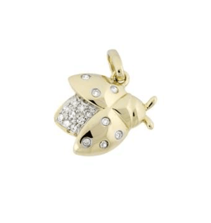 Charms & Pendants Rose Gold 14K Gold And Diamond Ladybug Charm