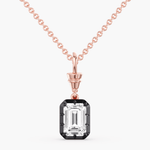 Charms & Pendants Rose Gold 14K Gold Emerald Cut DIamond Diamond Georgian Charm, Lab Grown