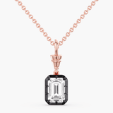 Charms & Pendants Rose Gold 14K Gold Emerald Cut DIamond Diamond Georgian Charm, Lab Grown