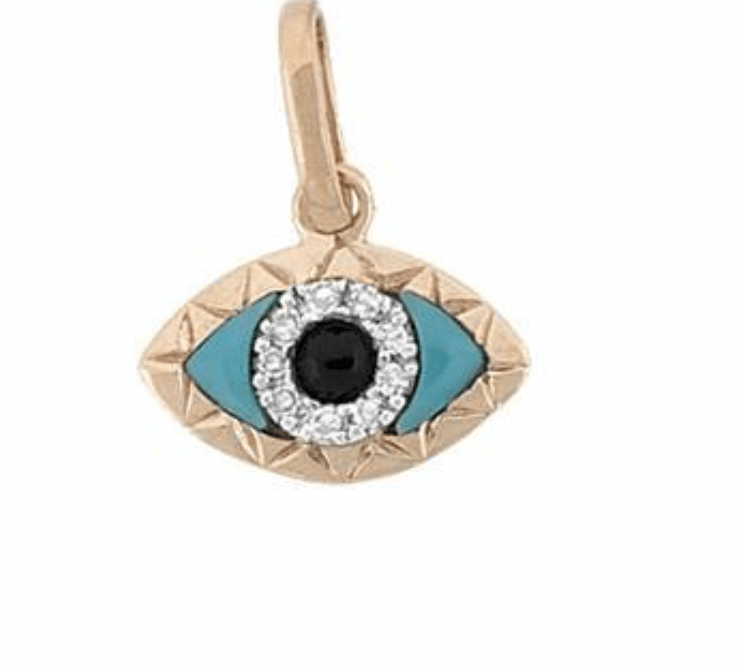 Charms & Pendants Rose Gold 14K Gold Evil Eye with Diamonds and Turquoise