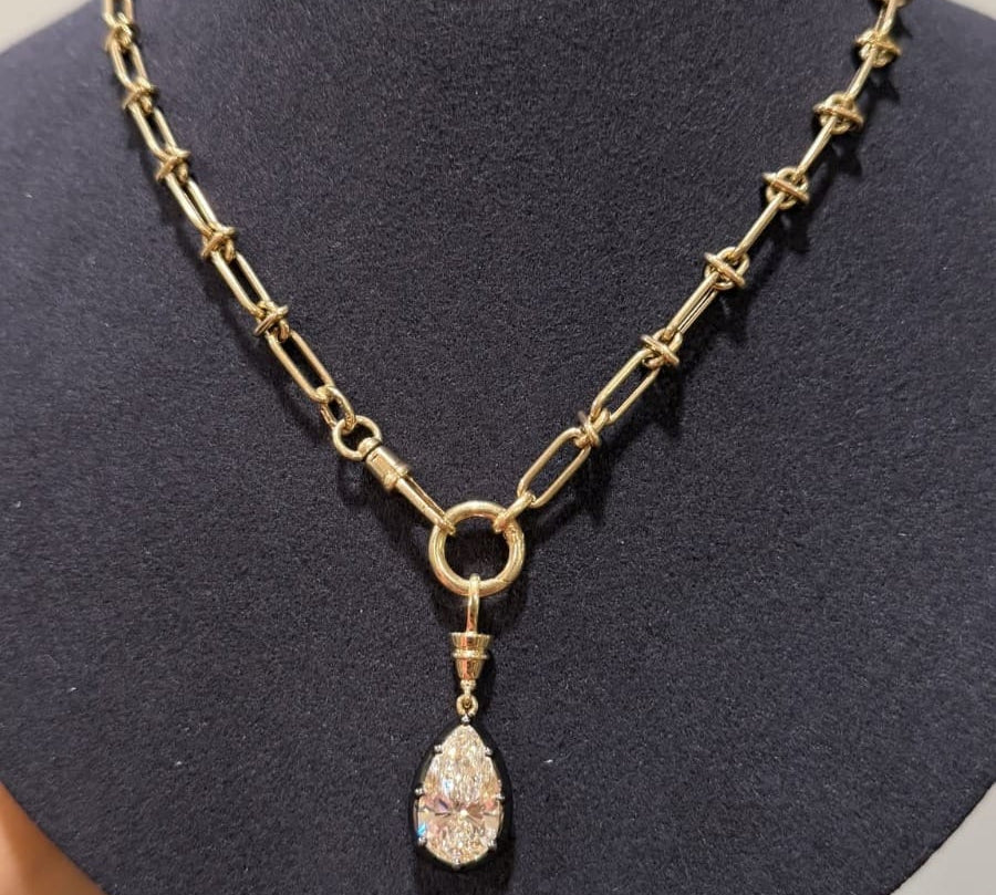 Charms & Pendants Rose Gold 14K Gold Pear Diamond Georgian Charm, Lab Grown, Large, Lab Grown
