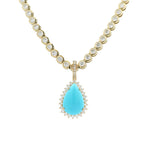 Charms & Pendants Rose Gold 14K Gold Pear Turquoise and Diamond Pendant