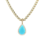 Charms & Pendants Rose Gold 14K Gold Pear Turquoise and Diamond Pendant