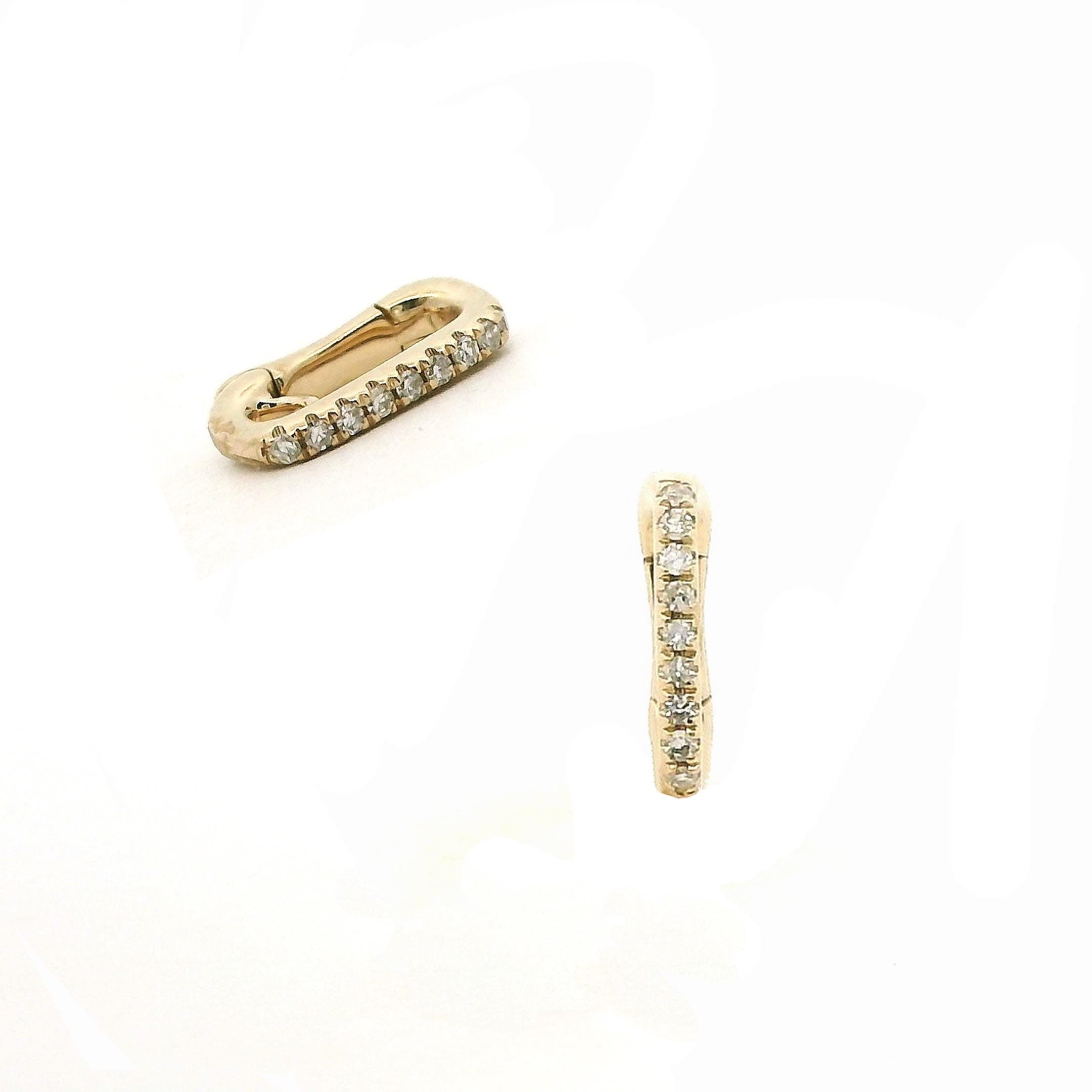 Charms & Pendants Rose Gold 14K Gold Small Diamond Carabiner Charm Enhancer/Connector Link