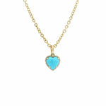 Charms & Pendants Rose Gold 14K Gold Turquoise and Micro-Pave Diamond Puffy Heart Charm, Small