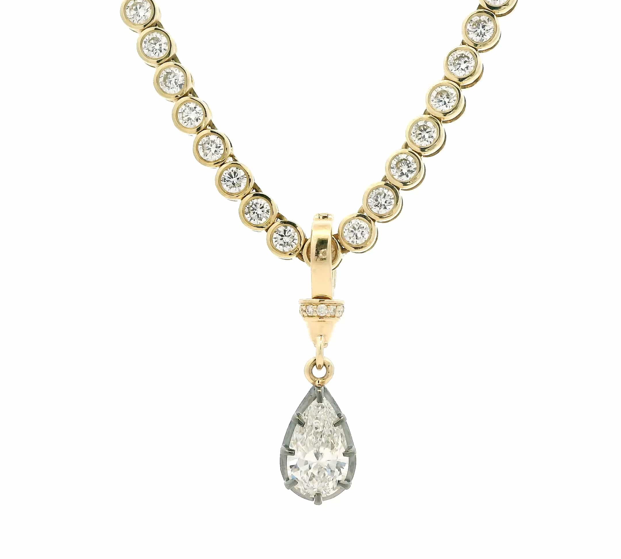 Charms & Pendants Rose Gold 14K Pear Diamond Georgian Charm