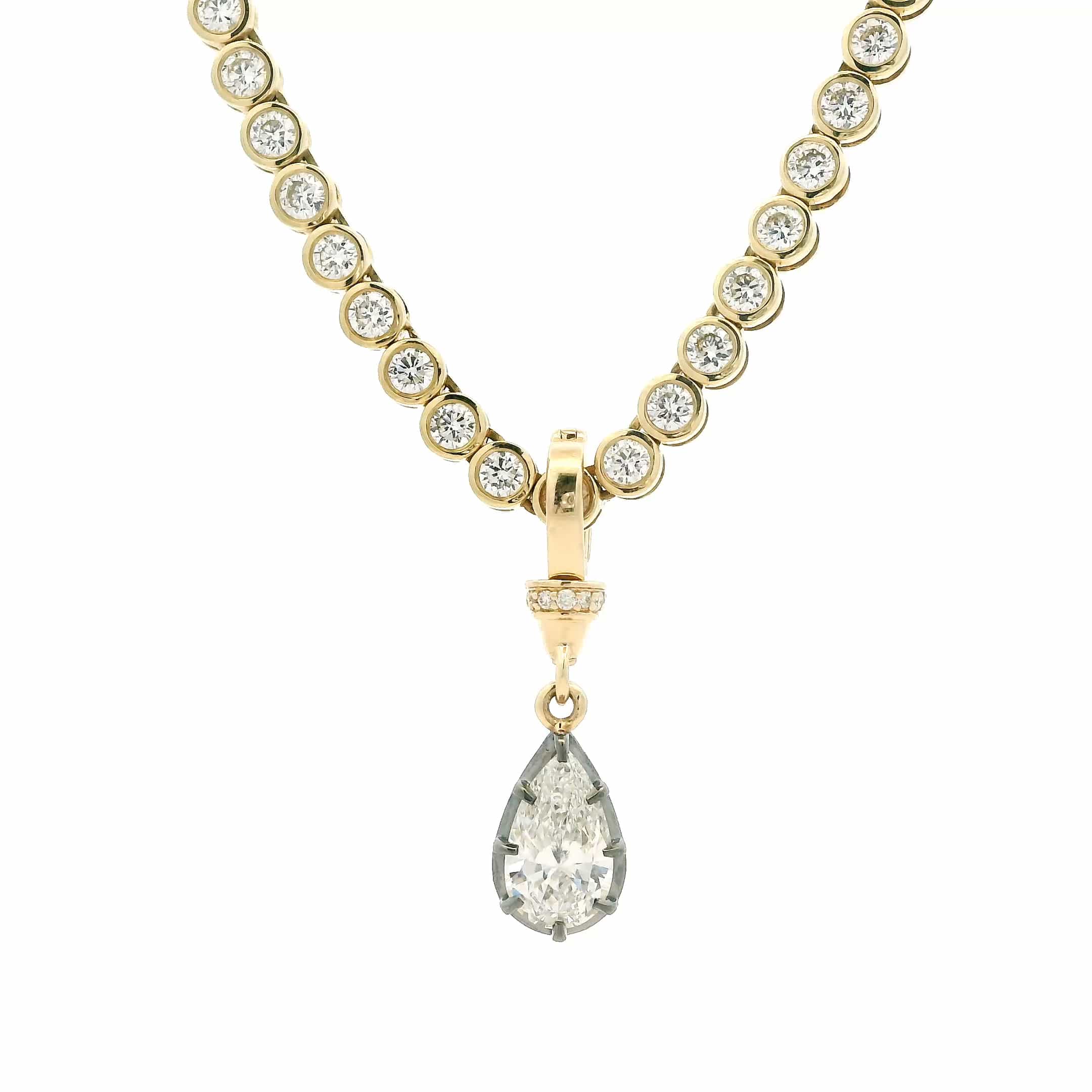 Charms & Pendants Rose Gold 14K Pear Diamond Georgian Charm